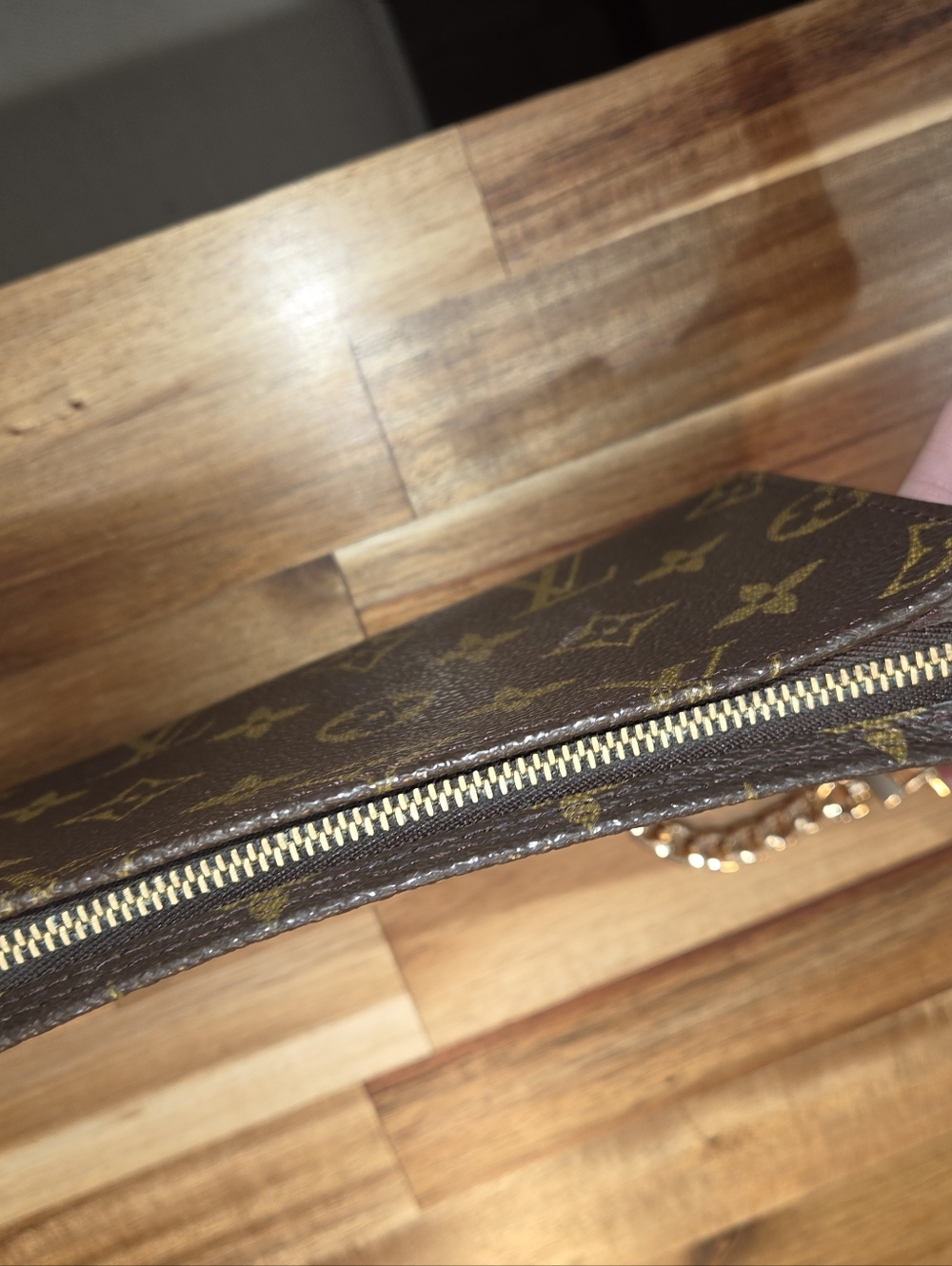 Louis Vuitton Monogram Pouch Crossbody with Gold Chain - Picture 6 of 12